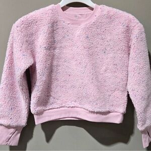 NWOT All in Motion Girls' Pink Speckled Sherpa Sweatshirt - Large